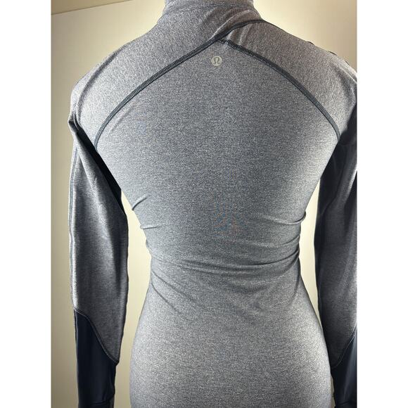 Lululemon Kriss Cross 1/2 Zip Pullover Heathered Inkwell Blue Thumbholes Size 6 - Picture 14 of 16